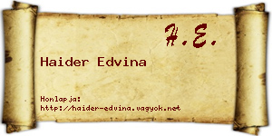 Haider Edvina névjegykártya